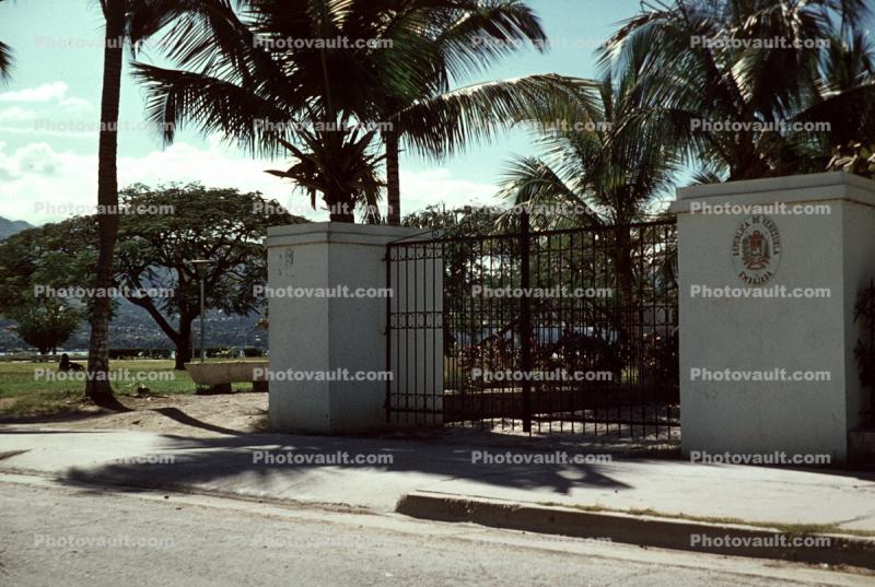 Venezuela Embassy, Port-au-Prince, Haiti, Gate, Curb, sidewalk