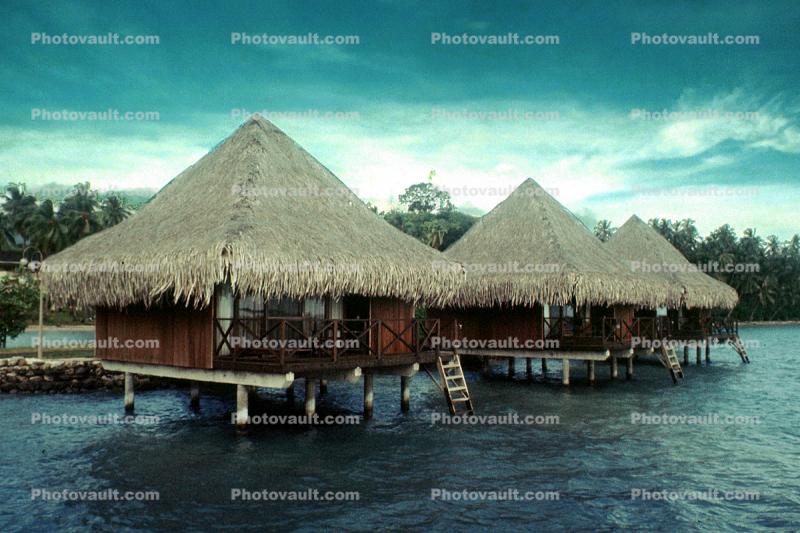 Grass Huts on Water, Hotel, Thatched Roof, buildings, Sod