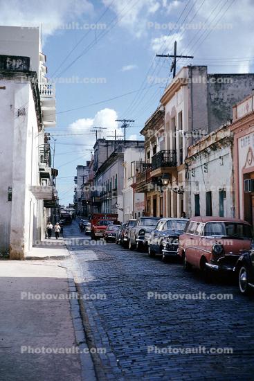 Cars, Street, Cityscape, Building, Outdoors, Outside, Exterior, San Juan, 1950s
