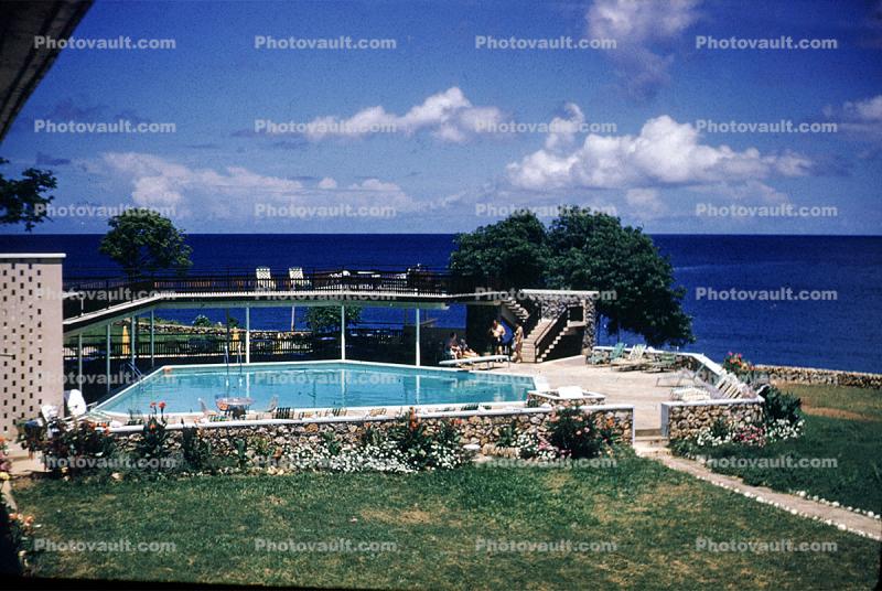 Swimming Pool, clouds, flowers, poolside, Colony Club