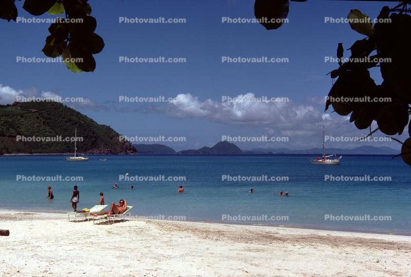 Beach, Sand, boats, Coast, Coastline, hills, Tortola Island, British Virgin Islands