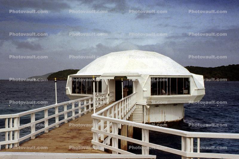 Flying Saucer Building on the Water, unique, dome, home, Ocean, Water