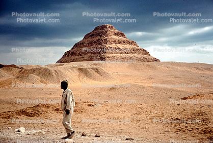 Man Walking, Pyramid of Djoser, Saqqara necropolis, The Step Pyramid of Zozer, 1950s