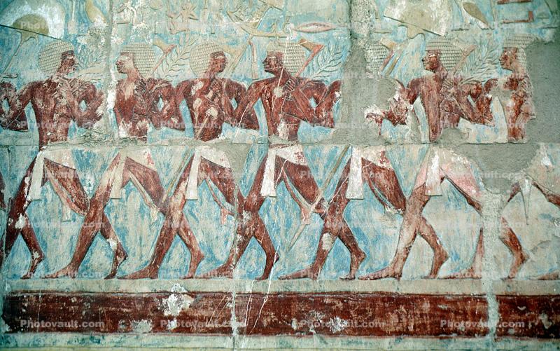 People Figures, bar-Relief art, Mortuary Temple of Queen Hatshepsut, dedicated to the sun god Amon-Ra