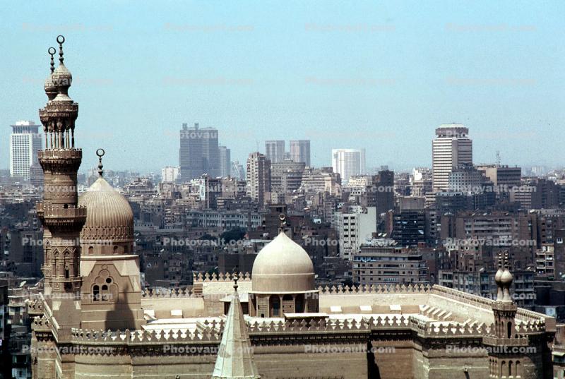 Mosque, Minaret, skyscrpaers, buildings, cityscape, Cairo