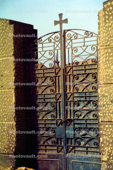 Gate, cross, ironwork, Cairo