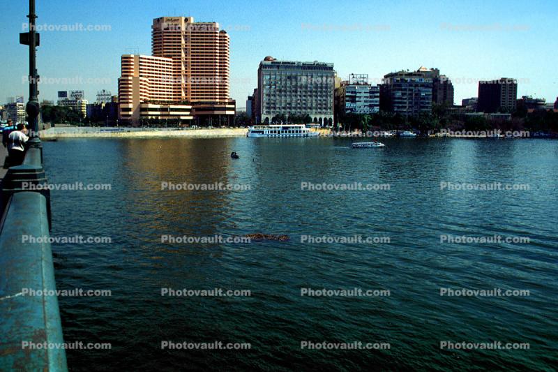 Nile River, Bridge, Buildings, Waterfront, Cairo