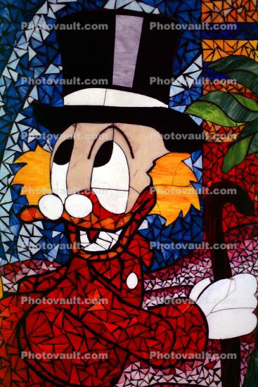 Uncle Scrooge, Tophat, glasses, tilework, tile mosaic, Alexandria