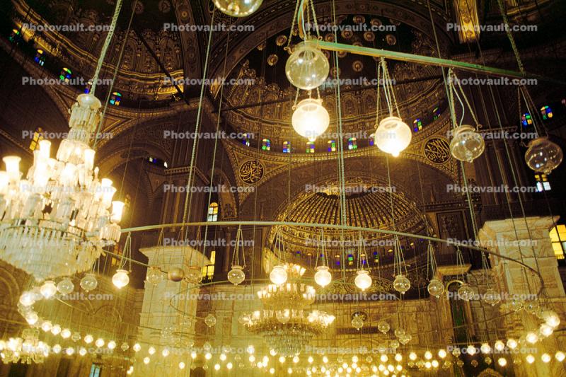 Muhammad Ali Mosque, interior, lights, chandelier