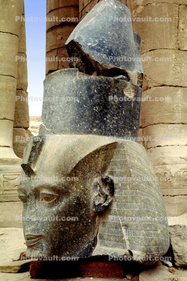 Granite Head, Pharaoh, statue, bust, face, stone, Ramesses II