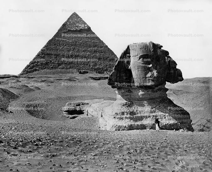 The Great Pyramid of Cheops, Sphinx, Giza, 1890's