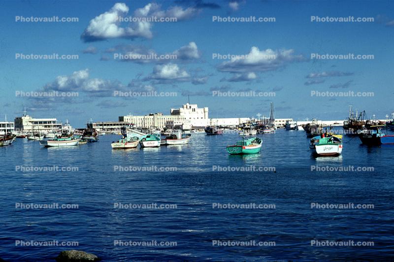 Boats, Harbor, clouds, skyline, Alexandria
