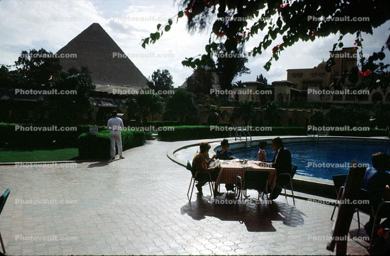 Pyramid, Poolside, table, Cairo
