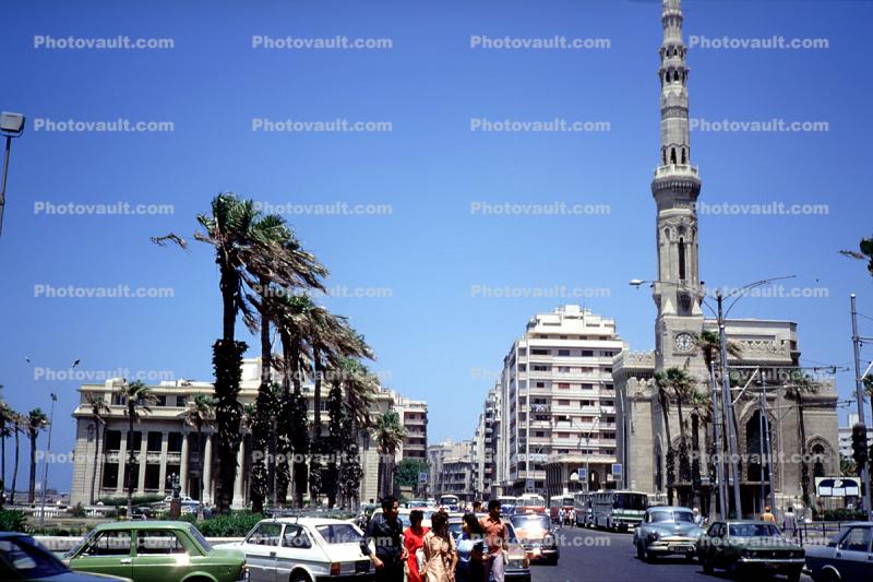 Cars, Buildings, Minaret, Alexandria