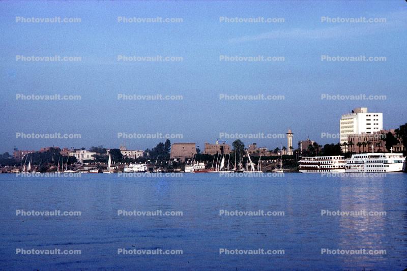 Nile River, Dhow Sailing Craft, skyline, vessel, buildings, Nile Cruise Boat, skyline, building, harbor