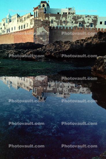 Buildings, Wall, reflction, pond, Essaouira