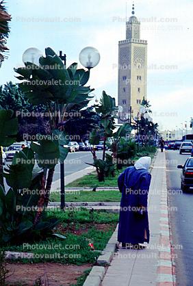 Man Walking down the Street, Minaret, Rabat