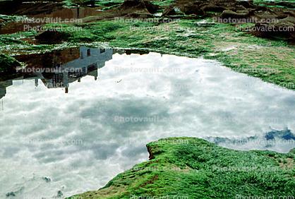 pond, reflection, clouds, lake, water, Essaouira