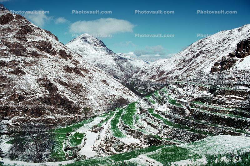 Valley, High Atlas Mountains, snow, ice, cold, Maghreb