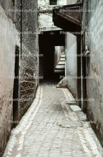 Alleyway, Cobblestone Alley, buildings, path, Fez