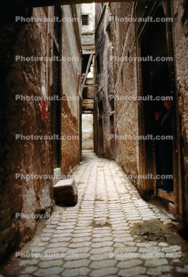 Alleyway, Cobblestone Alley, buildings, path, Fez