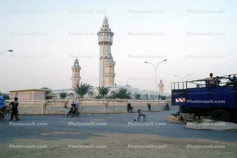 The central Mosque of the Mouride sufi order, minaret, building, Touba, Sengal