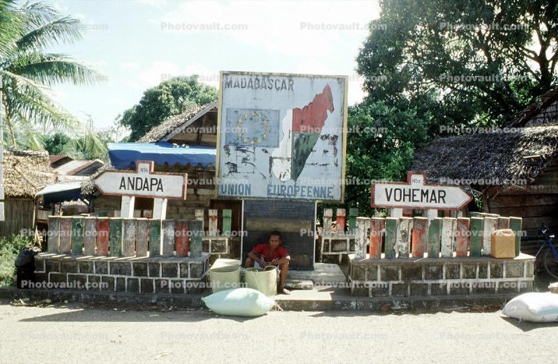 Vohemar, Sambava, signs, map, billboard