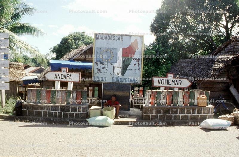 Vohemar, Sambava, signs, map billboard