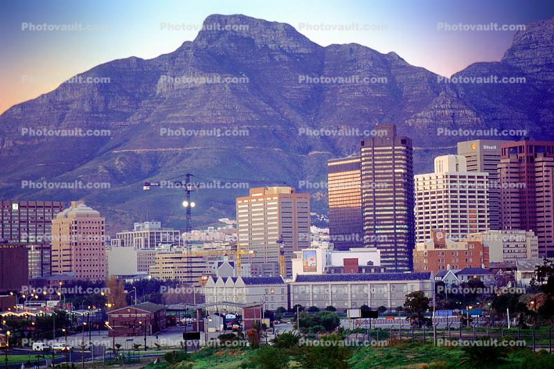 Buildings, Mountain, Skyline, Crane, Cape Town