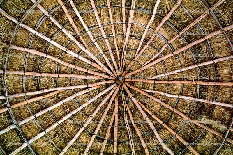 circle, wheel, circular, bamboo, ceiling, Thatched Roof House, Home, Grass Roof, building, Sod