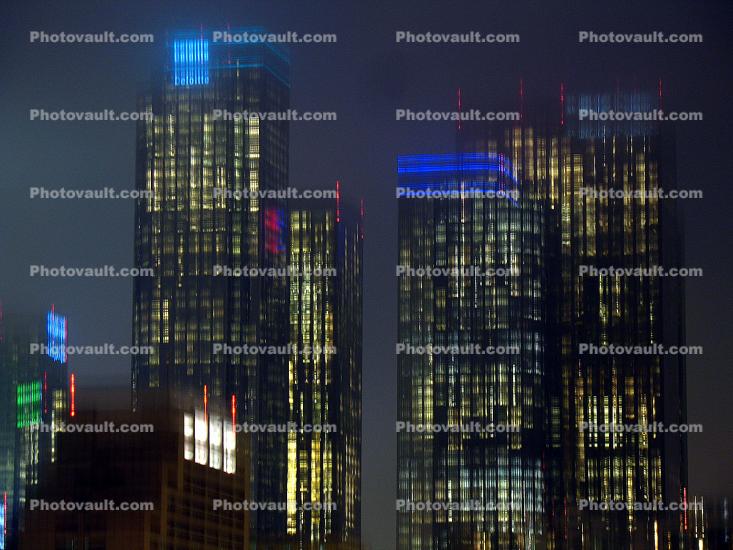 Cityscape, skyline, buildings, skyscraper, Downtown, Outdoors, Outside, Exterior, Nighttime, Night
