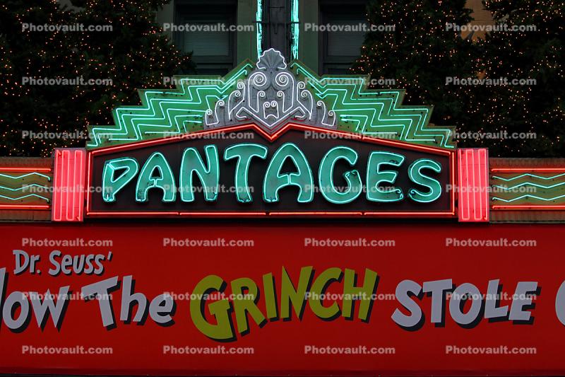 Pantages, neon sign, marquee