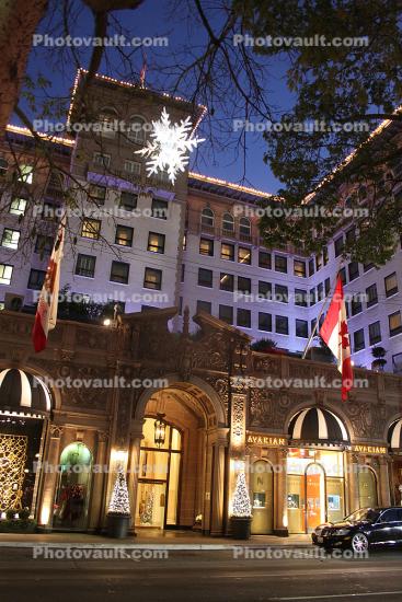 Four Season Beverly Regent Hotel, shops, stores, evening, night, buildings, Beverly Hills, nighttime, dusk