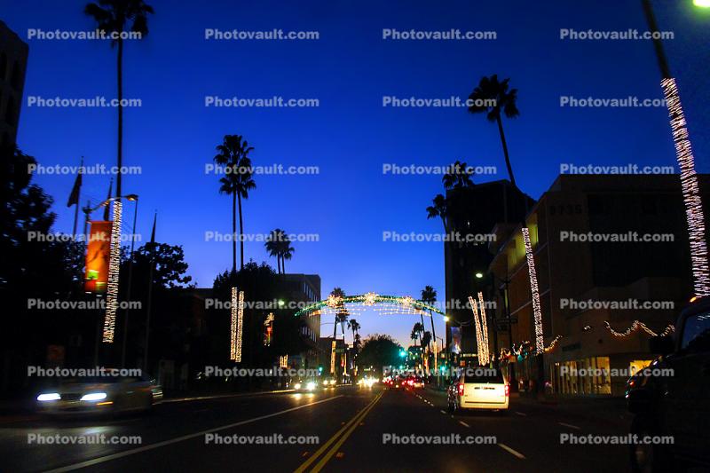 Rodeo Drive, Beverly Hills, night, nighttime, dusk