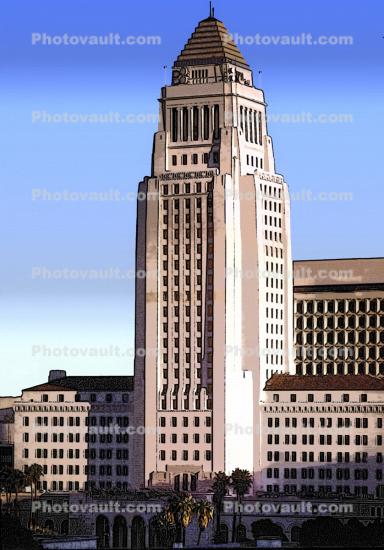 Los Angeles City Hall, Civic Center, Administrative Building, Landmark, Paintography