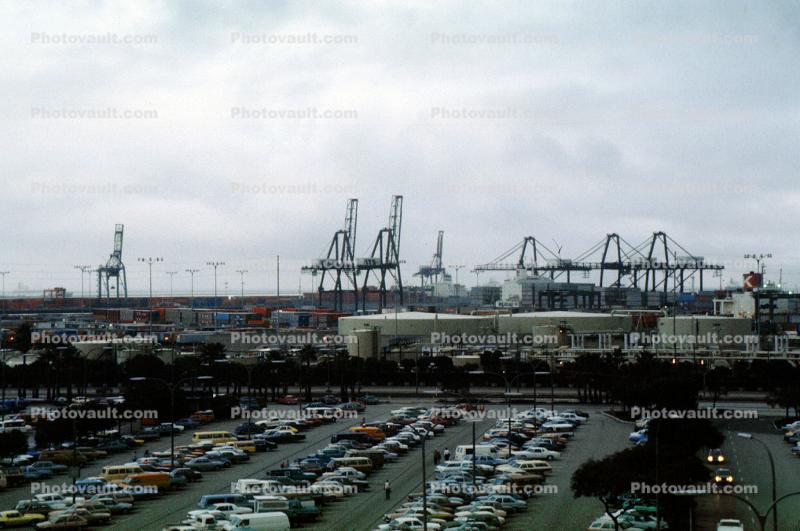 harbour, cranes, oil tanks, parking