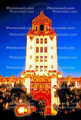 Beverly Hills City Hall, Tower, Government Building, landmark