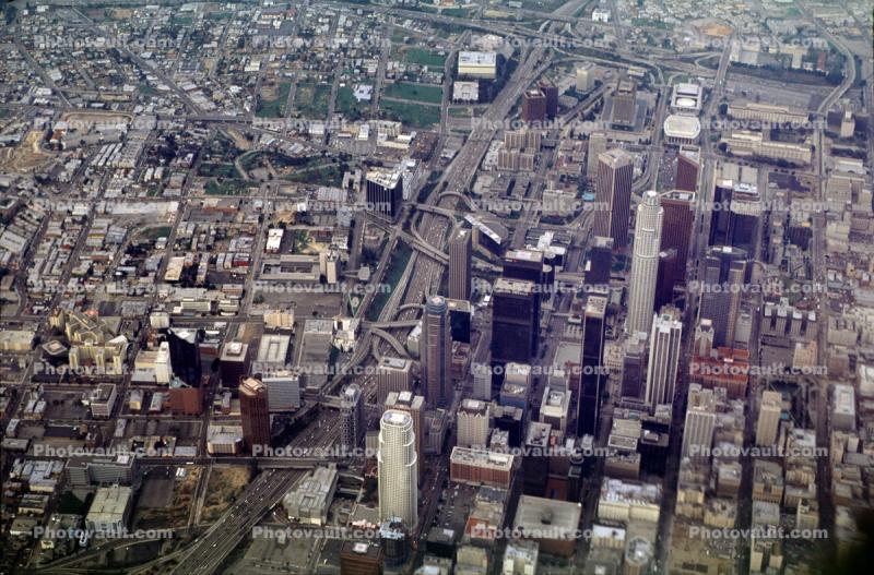 Downtown Los Angeles, Cityscape, Skyline, Buildings, Freeway, interchange, high rise