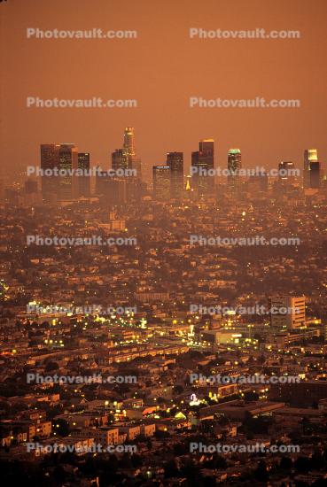 Smog, haze, Downtown Buildings, skyline, skyscraper, cityscape, Exterior, Urban, Metropolis, sunset