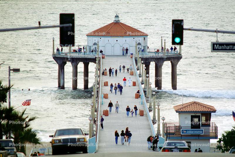 Manhattan Beach Pier, Pacific Ocean, people, Pier, Manhattan Beach