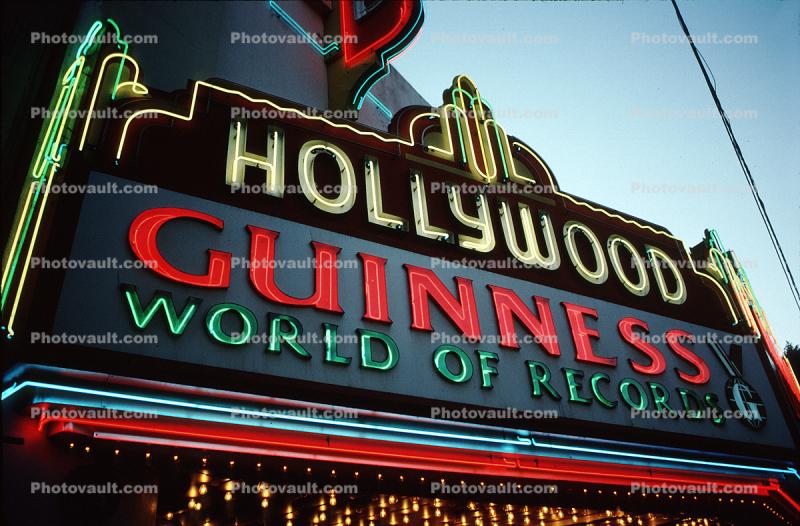 Marquee, Hollywood Guinness World of Records Museum, neon sign, art deco, landmark