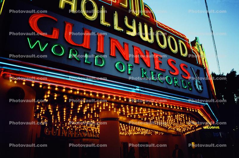 Hollywood Guinness World of Records Museum, neon sign, art deco, Hollywood Movie Theater building, marquee, landmark