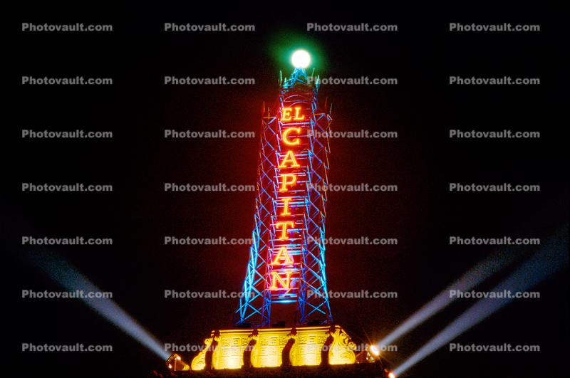 El Capitan, Lattice Tower, neon sign, landmark, klieg lights