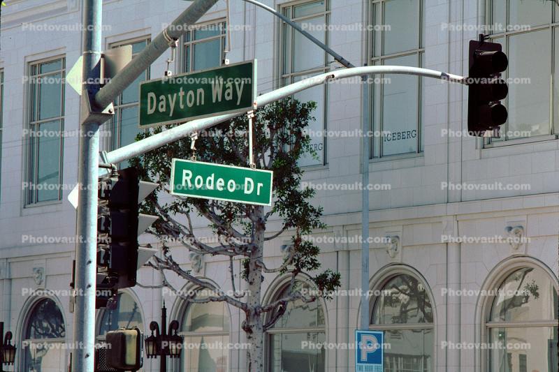 Rodeo Drive, street signal, light, Street Sign, Signage