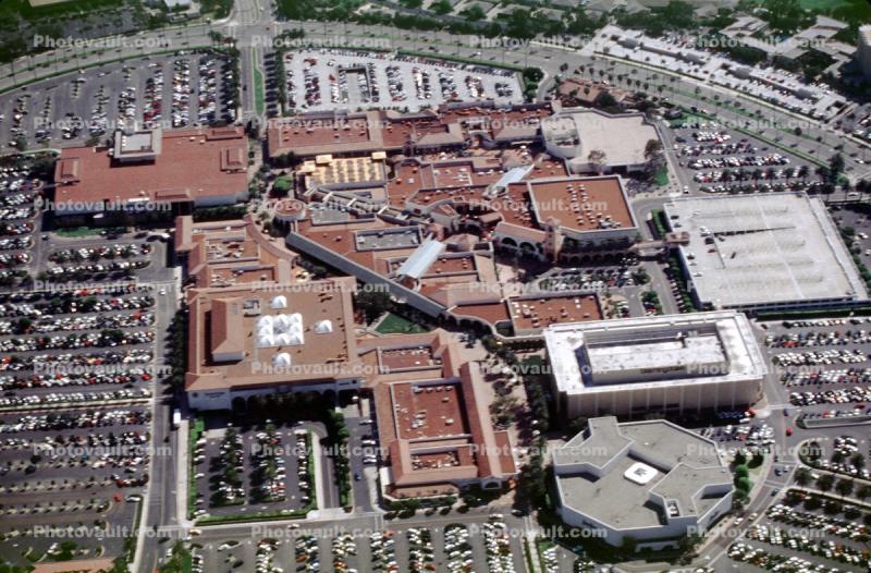 Aerial view of Fashion Island shopping center and the downtown