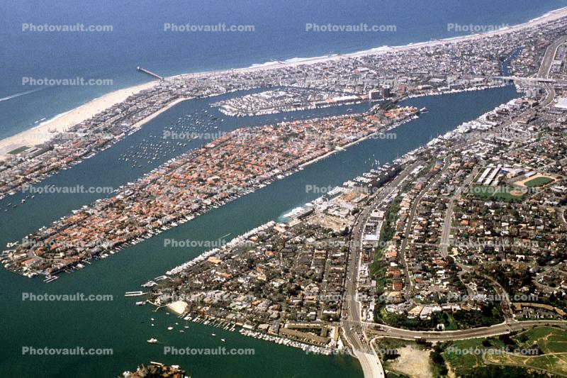 Docks, Boats, harbor, Island, rooftops, PCH, Pacific Coast Highway, sand, beach, pier