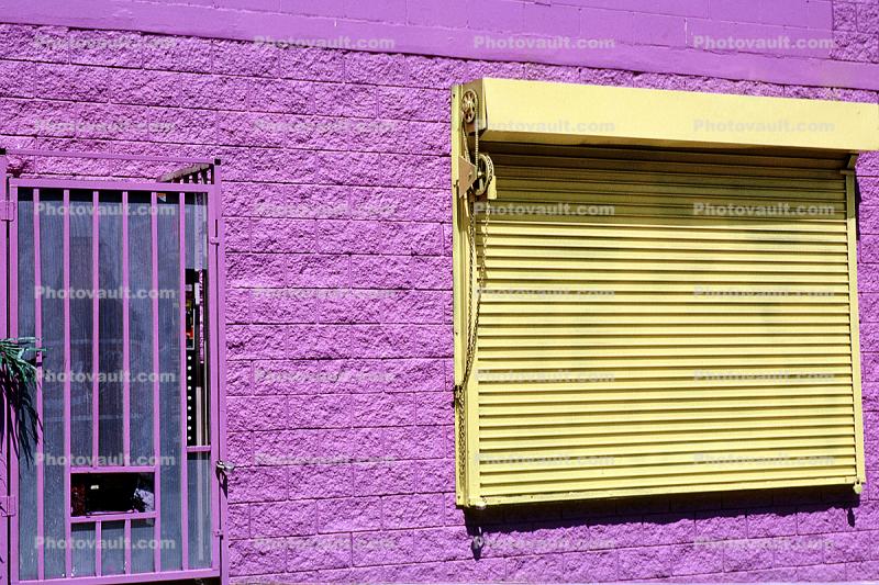 Purple Wall, Yellow window covering
