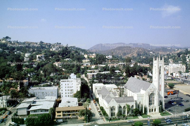 homes, houses, hills, Hollywood sign, landmark, 1970s