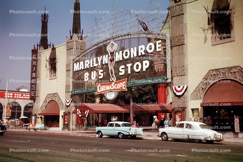 Marilyn Monroe Bus Stop, TCL Chinese Theatre, Cinema Palace, September 1956, 1950s