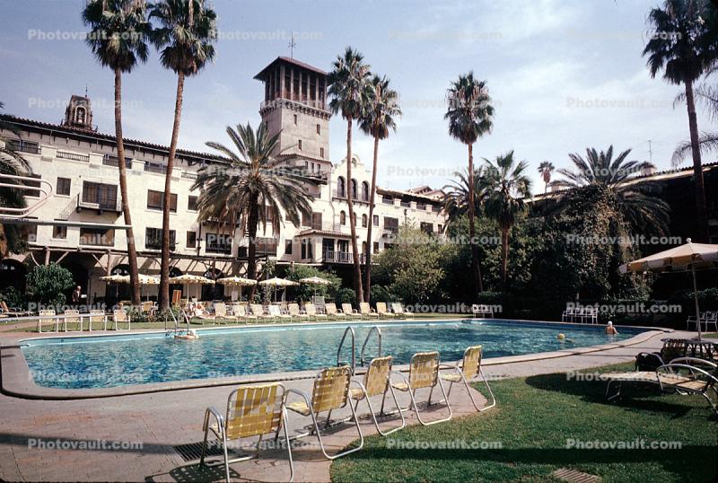 Mission Sonora, Swimming Pool, Chairs, Poolside, Empty, October 1961, 1960s